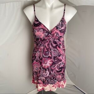 Sweet Pea by Staci Frati multicolor black pink mesh v-neck tunic dress M